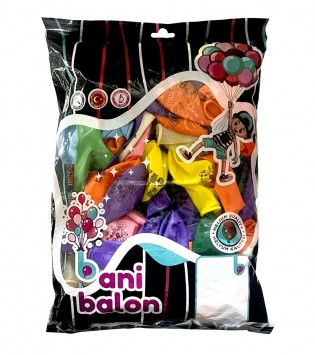 BANİ BALON BASKILI 12'' İÇ MEKAN SEVİMLİ ARABALAR 100'LÜ *40