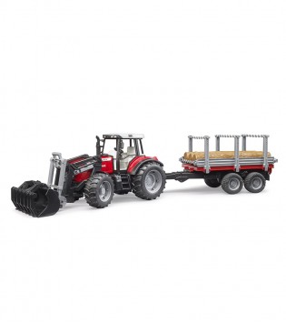 MASSEY FERGUSON 7480 KEPÇELİ TRAKTÖR & KÜTÜK TAŞIYAN RÖMORK