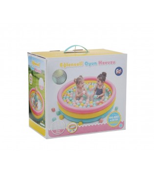 ER-520 FUN PLAY 85CM HAVUZ ÜÇ RENKLİ İÇİNDE 100 ADET 6CM TOPLU