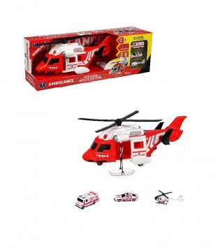 HEROES TOYS HELİKOPTER AMBULANS SETİ ARABALI