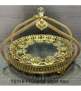 ÜSTEN SAPLI CAM ALTIN GÜMÜŞ MEYVELİK
