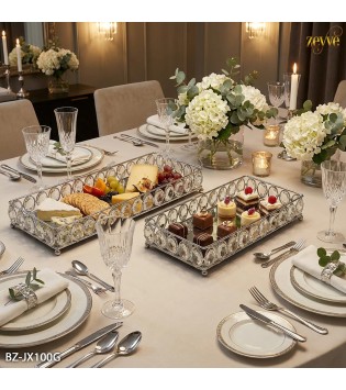 2  Lİ DİKDÖRTGEN TAŞLI AYNALI TEPSİ