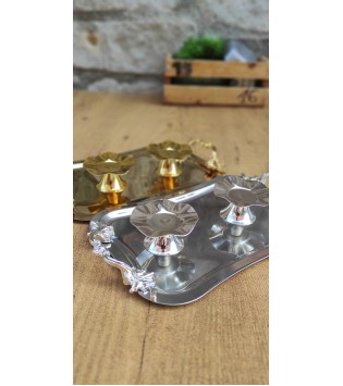 DL02 DALGALI AYAKLI ALTIN GÜMÜŞ METAL LOKUMLUK