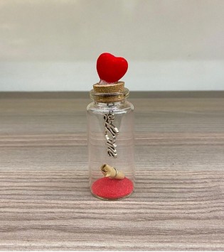 MANTARLI KALPLİ İÇİ NOTLU ŞİŞE LOVE