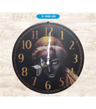 KELEBEKLİ KADIN DUVAR SAATİ BONBELİ