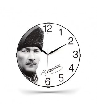 ATATÜRK BOMBELİ CAMLI DUVAR SAATİ