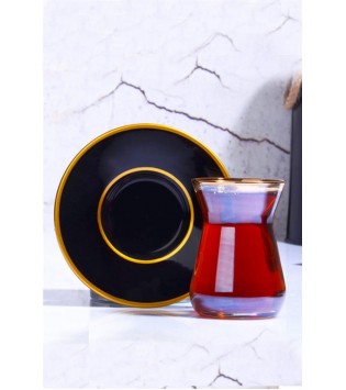 SERAMİK TABAKLI CAM 12 PCS ÇAY SETİ