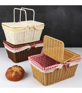KUMAŞLI D.DÖRTGEN 40 CM PİKNİK SEPETİ 3 RENK