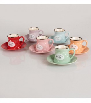 RENKLİ 6 LI STONWARE KAHVE FİNCAN TAKIMI