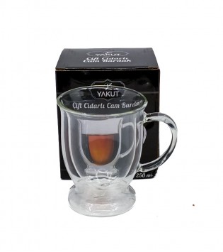 250 ML ÇİFT CİDARLI CAM KUPA 