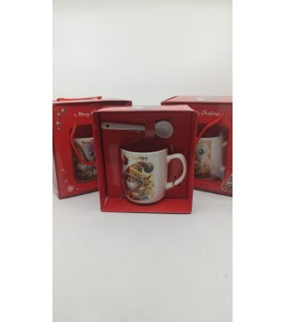 NOEL BABALI TEKLİ PORSELEN KAŞIKLI KUPA