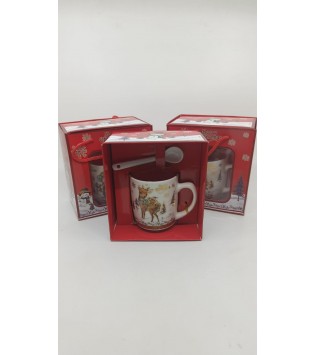 NOEL BABALI TEKLİ PORSELEN KAŞIKLI KUPA