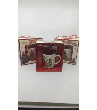 NOEL BABALI TEKLİ PORSELEN KAŞIKLI KUPA