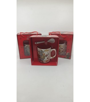 NOEL BABALI TEKLİ PORSELEN KAŞIKLI KUPA