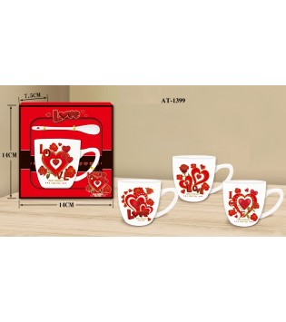 TEKLİ KALP MODELLİ ASETAT KUTULU KAŞIKLI KUPA