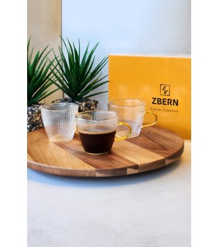 6 LI DESENLİ SARI SAPLI KAHVE/ÇAY FİNCANI 150ML