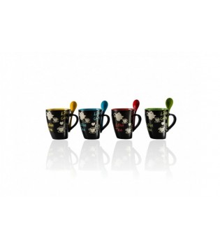 STONWARE KALP KAHVE  DESENLİ KAŞIKLI KUPA