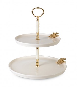 TOLEDO 2 KATLI ALTIN/GÜMÜŞ ÇİÇEKLİ 2 KATLI SUNUM