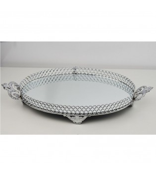25 CM DANTELLİ ALTIN/GMŞ KULPLU TEPSİ