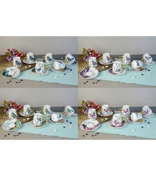 FLORAL  DESENLİ YALDIZLI KAHVE FİNCANI