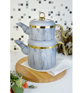 BELARİVA MARBLE GRİ GRANİT ÇAYDANLIK TAKIMI