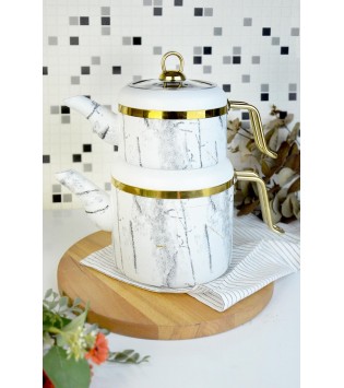 BELARİVA MARBLE BEYAZ GRANİT ÇAYDANLIK TAKIMI