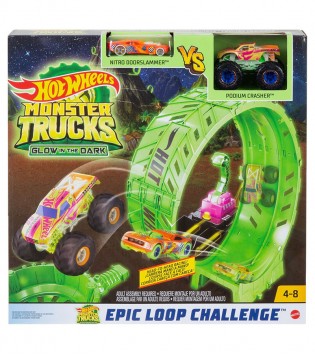 Hot Wheels Monster Trucks Karanlıkta Parlayan Çemberde Yarış Seti