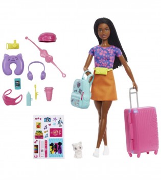 Barbie Brooklyn Seyahatte Bebeği ve Aksesuarları