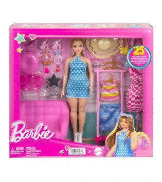 Barbie'nin Kıyafet ve Aksesuar Askısı Oyun Seti