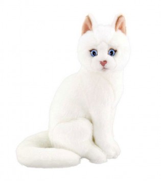 22 cm Oturan Beyaz Kedi