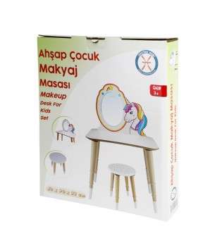 AHŞAP ÇOCUK MAKYAJ MASASI