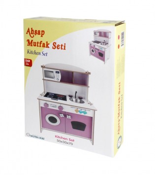 AHŞAP ÇOCUK MUTFAĞI PEMBE