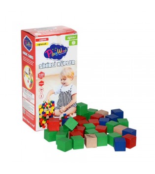 KUTUDA AHŞAP 100 PARÇA SİHİRLİ KÜPLER