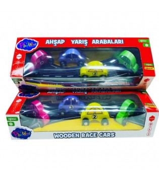 KUTUDA 4 ASORTİ AHŞAP YARIŞ ARABALARI