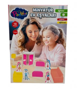 KUTUDA AHŞAP MİNYATÜR EV EŞYALARI SETİ