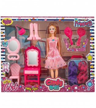 02454 CINDY DOLL BAVULLU MAKYAJ MASALI BEBEK*12*