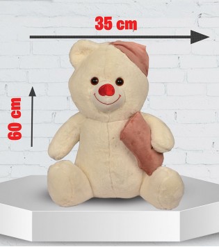 PELUŞ ŞAPKALI YASTIKLI AYICIK 60 CM