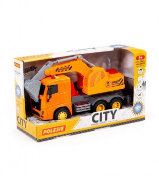 City-2 Sürtmeli Ekskavatör (ışıklı ve sesli) (turuncu kabin) (kutuda)