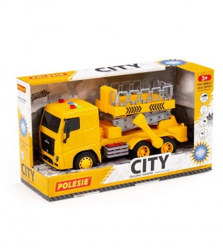 City-2 Sürtmeli Makaslı Platform Aracı (ışıklı ve sesli) (sarı kabin) (kutuda)