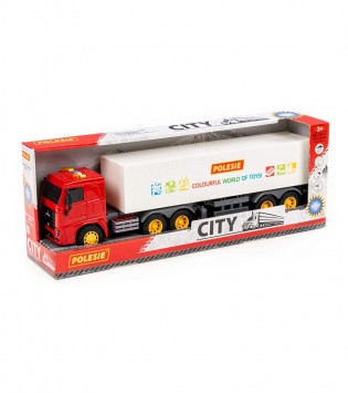 City-2 Sürtmeli Tır (ışıklı ve sesli) (kırmızı kabin) (kutuda)