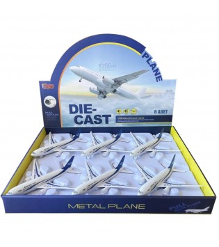 Vardem Çek Bırak Işıklı Sesli Metal Mavi Yolcu Uçağı 1:350