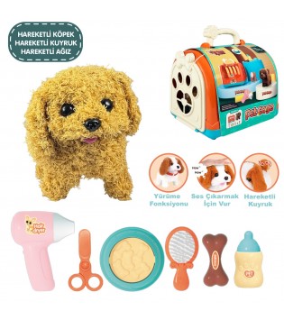 Vardem Taşıma Çantalı Hareketli Pilli Köpek Set (Pet Shop)