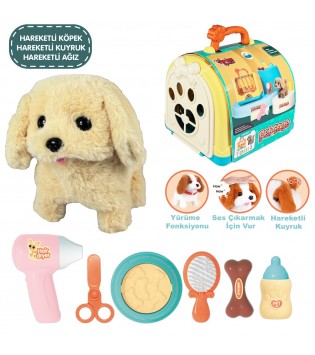 Vardem Taşıma Çantalı Hareketli Pilli Köpek Set (Pet Shop)