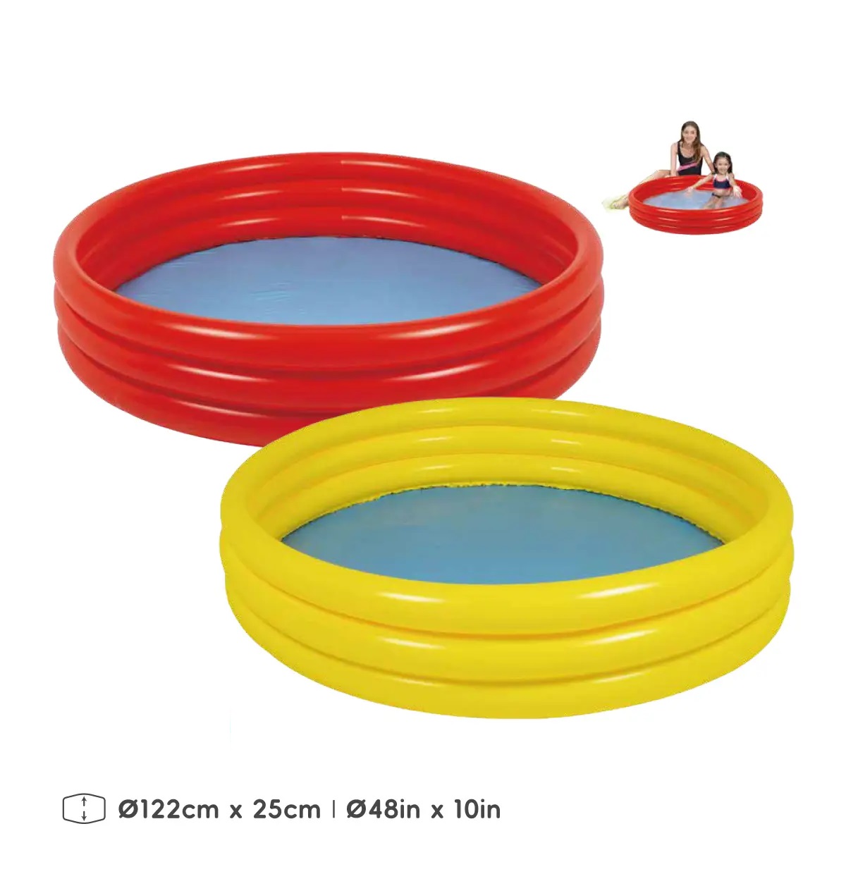 3 HALKA TEK RENK ÇOCUK HAVUZU 122X25CM