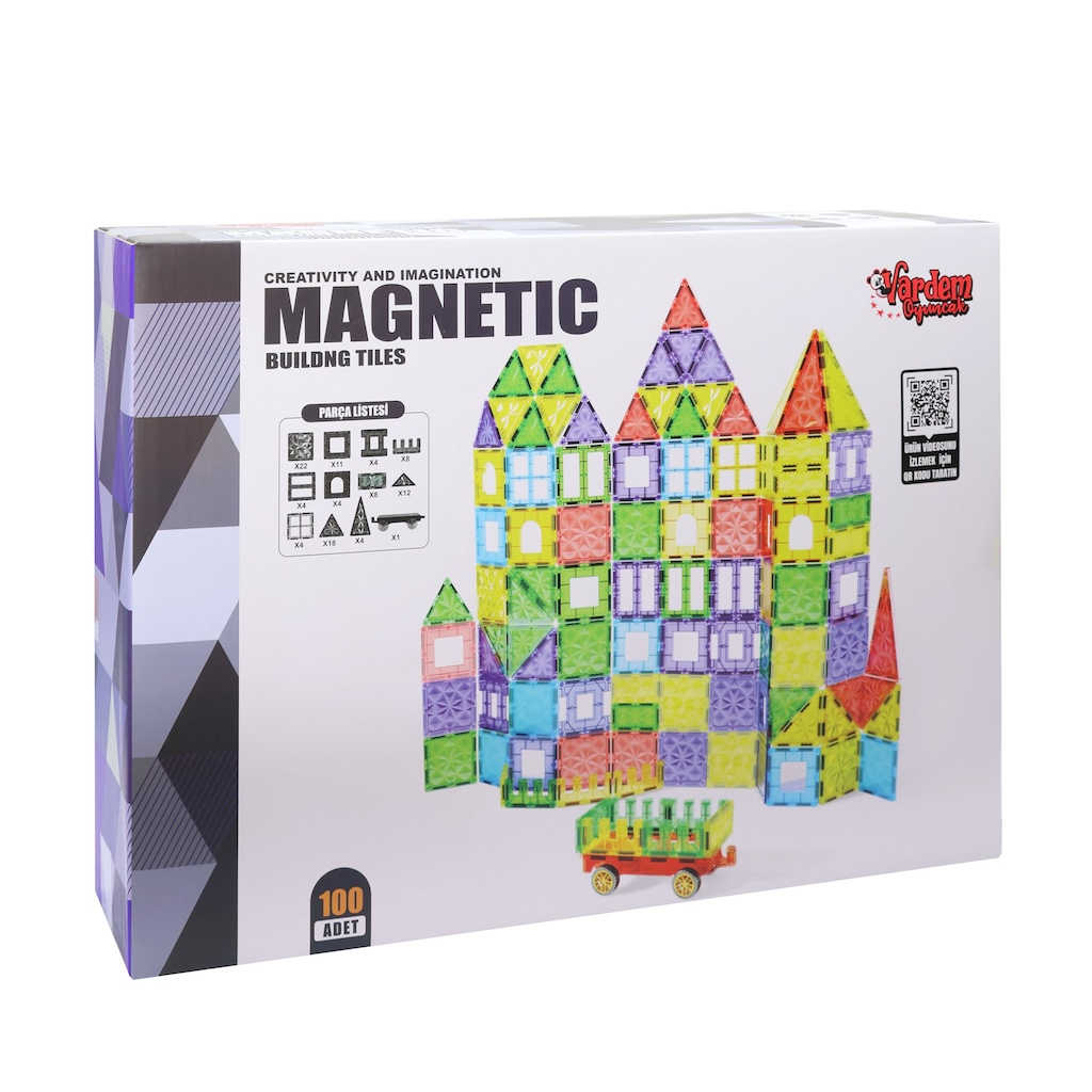 100 PARCA MANYETIK YAPI BLOKLARI 7,5 CM