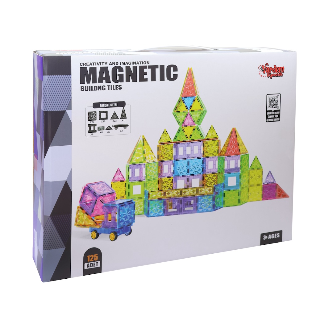 125 PARCA MANYETIK YAPI BLOKLARI 7,5 CM