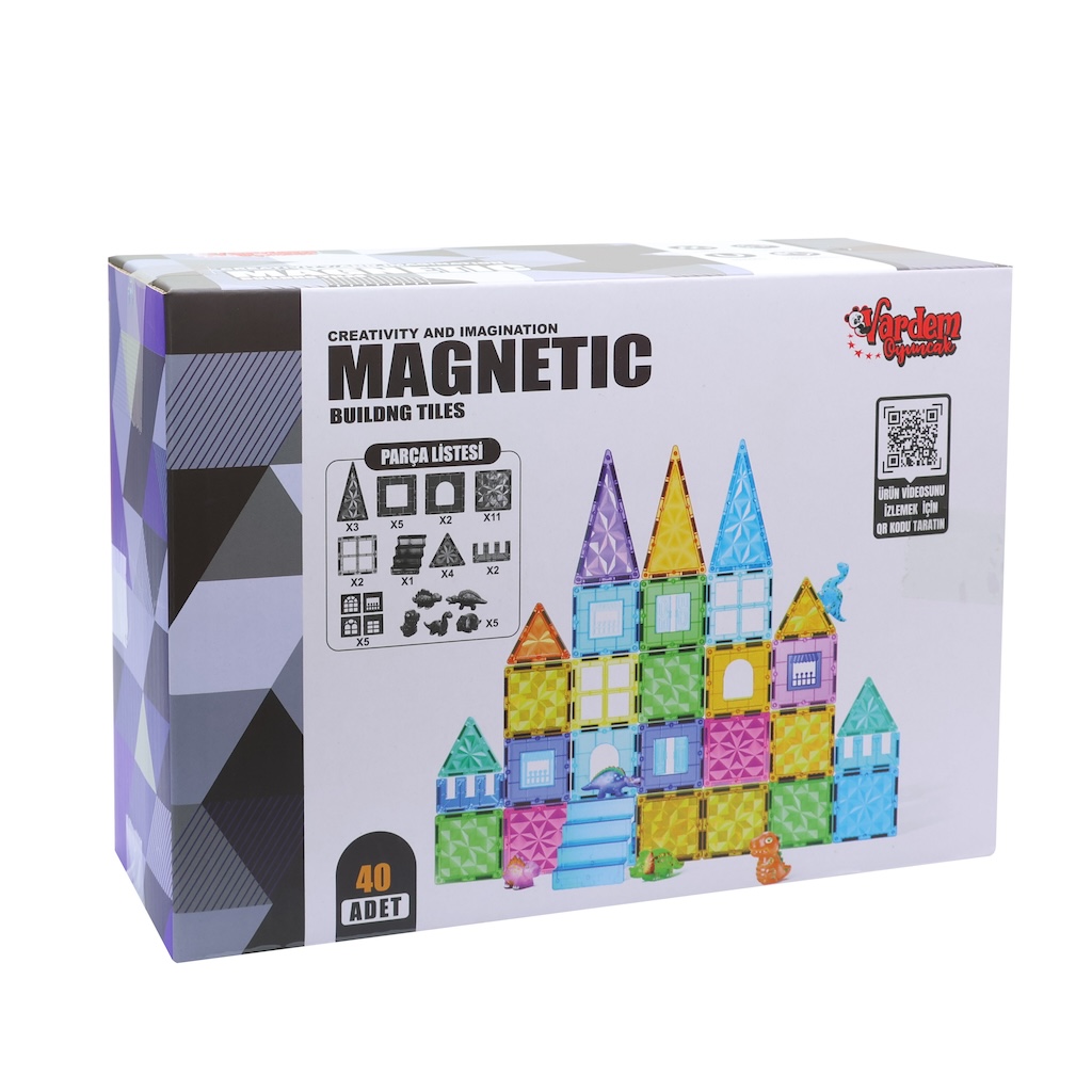 40 PARCA MANYETIK YAPI BLOKLARI 7,5 CM