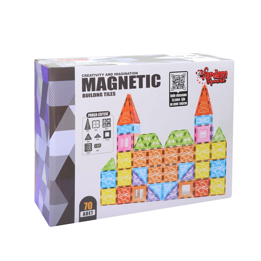 70 PARCA MANYETIK YAPI BLOKLARI 7,5 CM