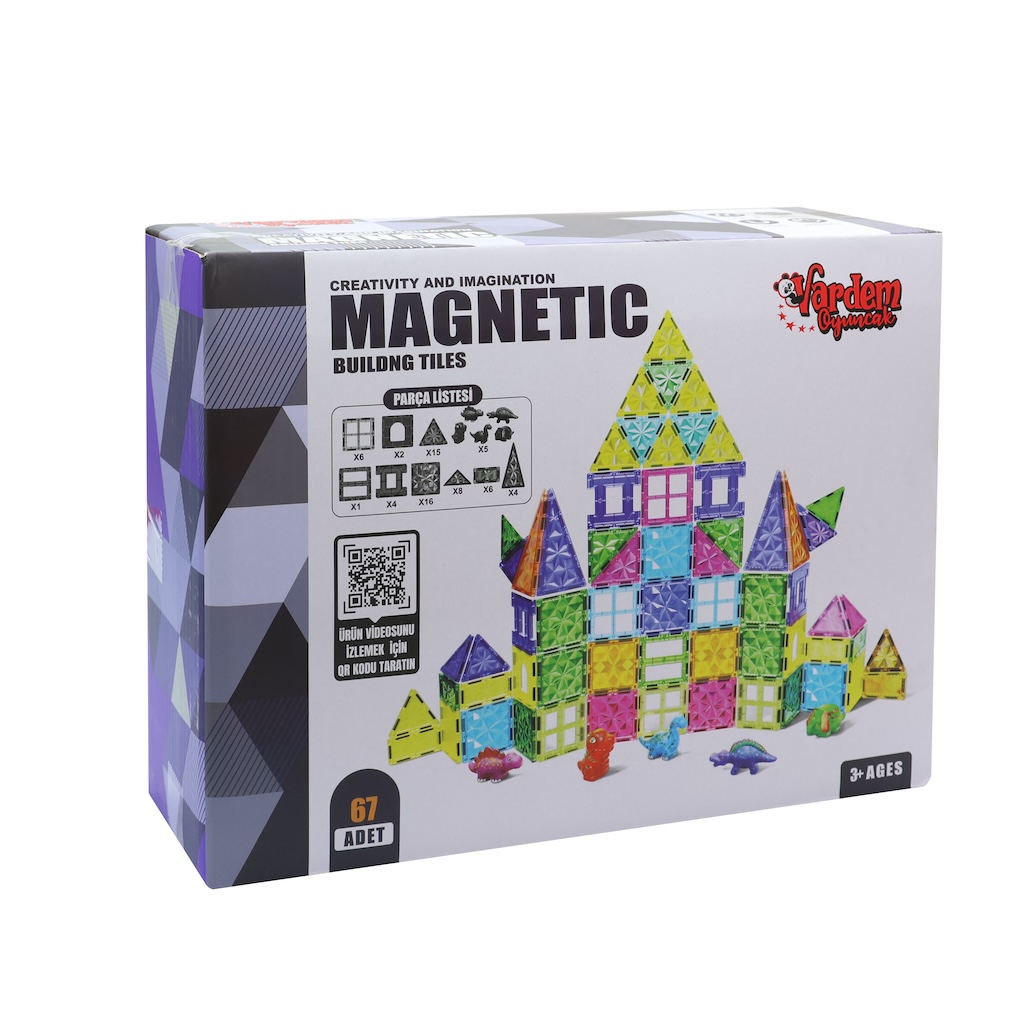 67 PARCA MANYETIK YAPI BLOKLARI 7,5 CM